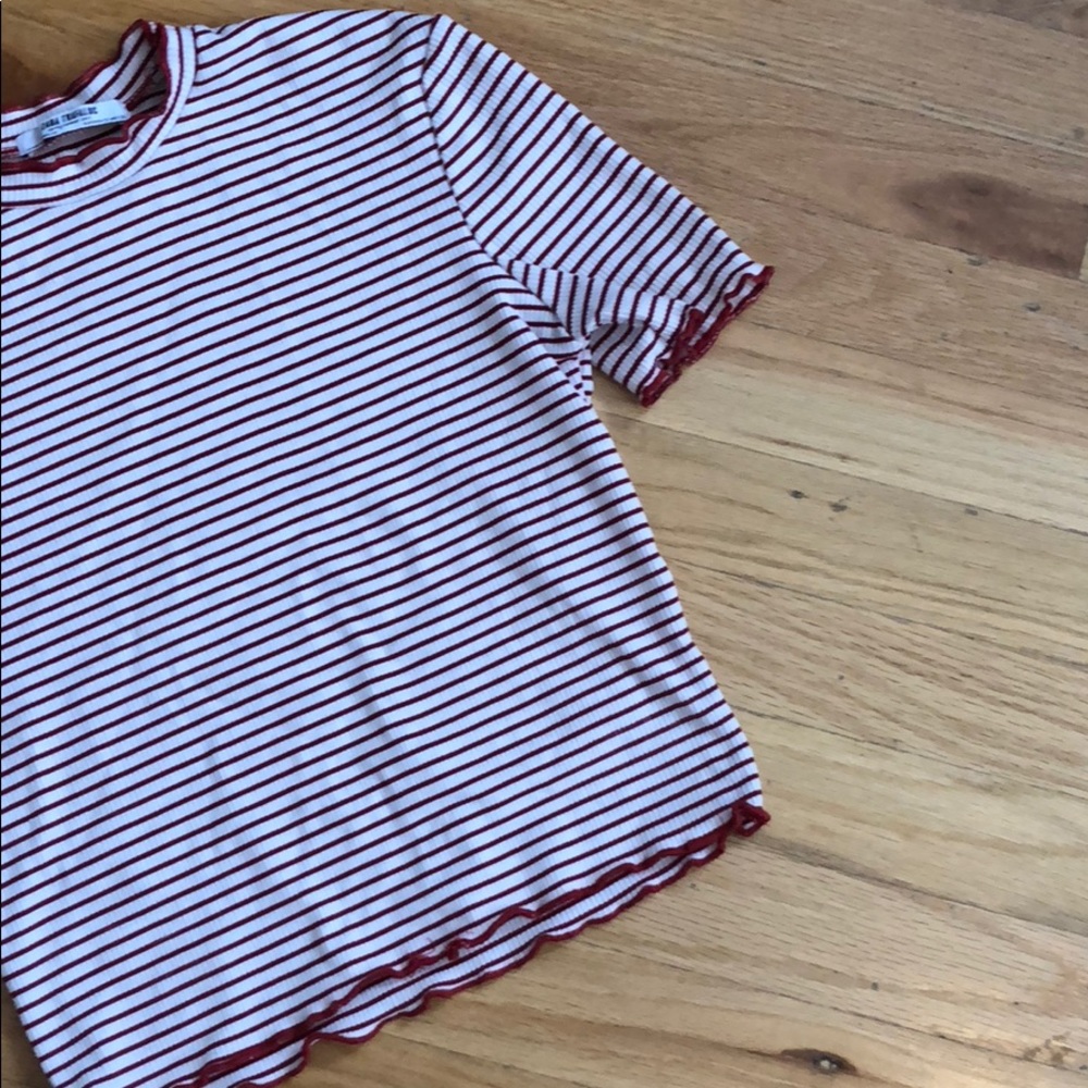 Zara red striped crop top